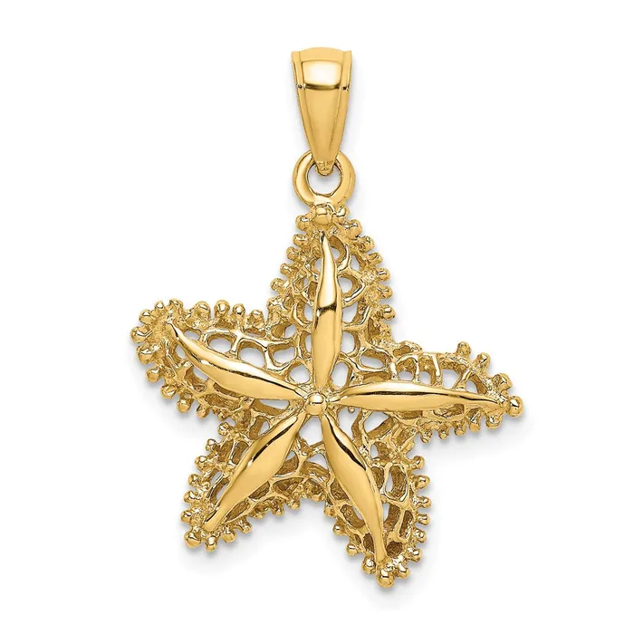 14k Yellow Gold Starfish Filigree Charm Goldia Charm Necklaces