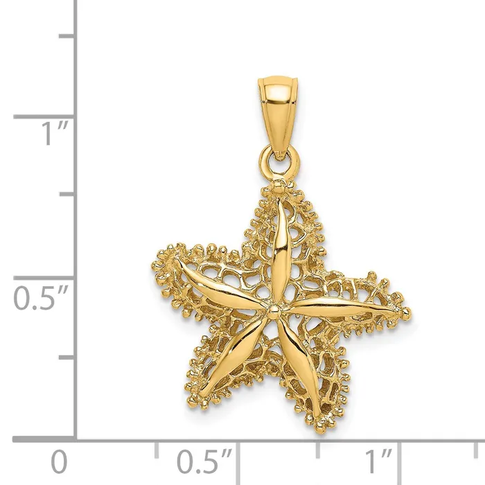 14k Yellow Gold Starfish Filigree Charm Goldia Charm Necklaces