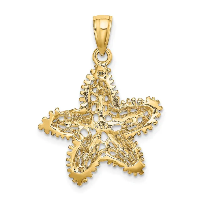 14k Yellow Gold Starfish Filigree Charm Goldia Charm Necklaces