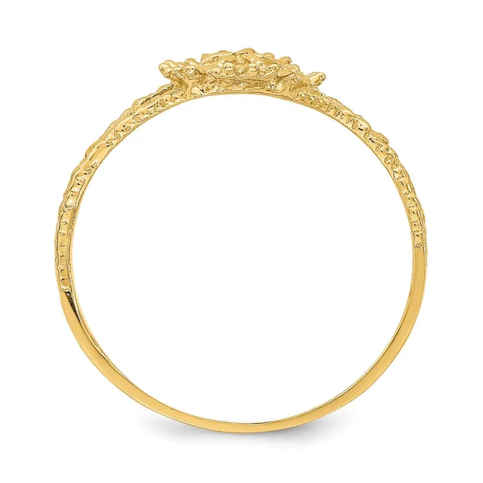 14K Yellow Gold Textired Sand Dollar Ring Goldia Rings