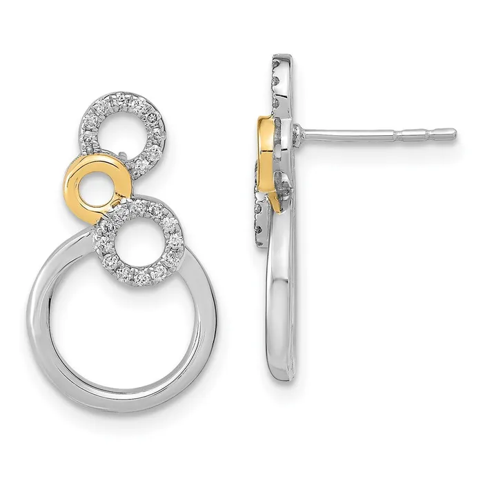 14k Yellow Gold Twotone Polished Real Diamond Circles Post Earrings Goldia Earrings 14k Yellow Gold Twotone Polished Real Diamond Circles Post Earrings Goldia Earrings
