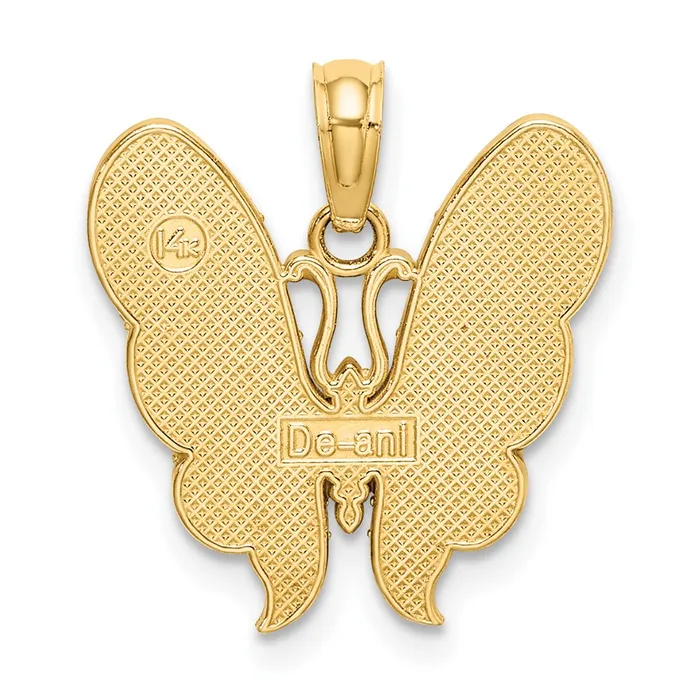 14k Yellow Gold w MultiColor Enamel Butterfly Charm Goldia Charm Necklaces