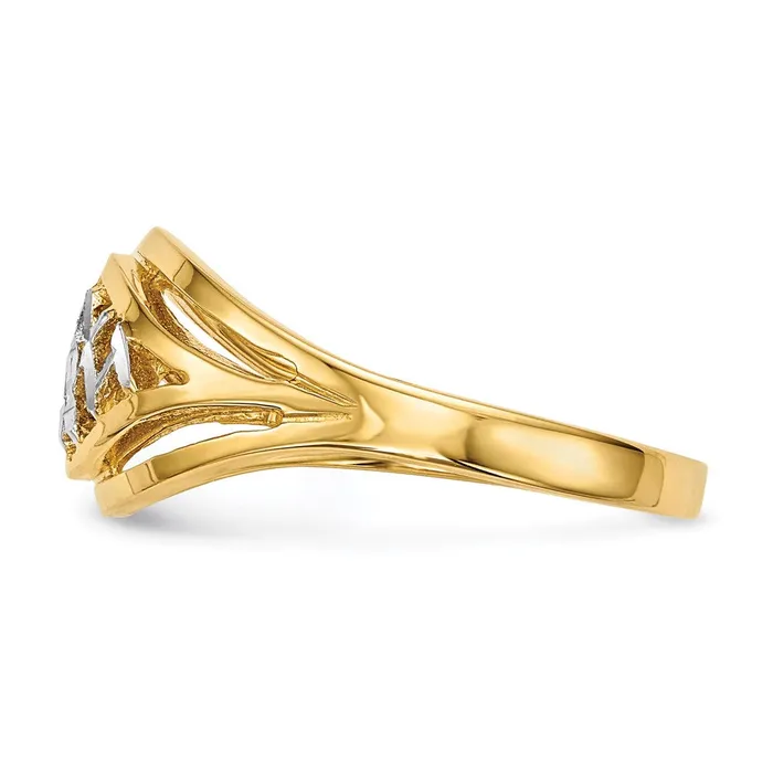 14k Yellow Gold with White Rhodium Polished Lattice Ring Goldia Rings
