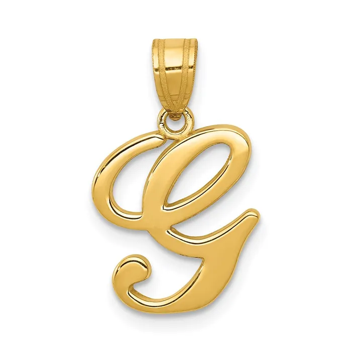 14k Yellow GoldY Script Letter G Initial Pendant Goldia Necklaces