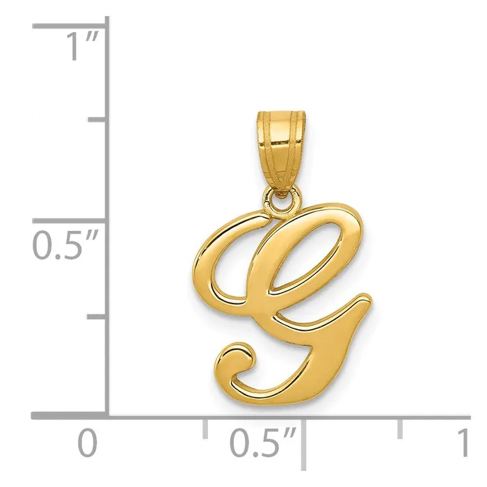 14k Yellow GoldY Script Letter G Initial Pendant Goldia Necklaces