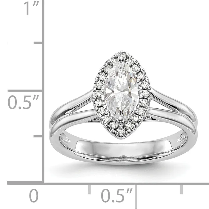 14kw Marquise Halo Simulated Diamond Split Shank Engagement Ring Goldiacom Rings