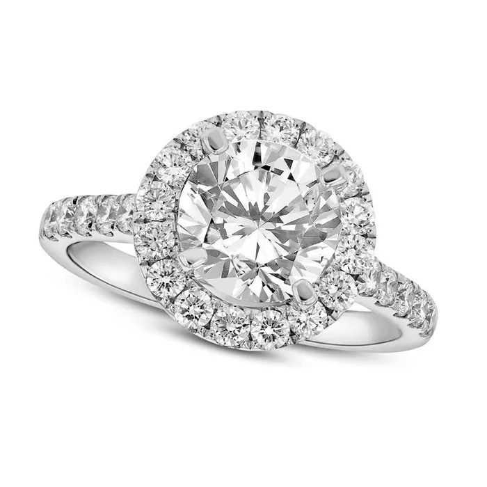 2330 CT TW Natural Diamond Frame Engagement Ring in Solid 18K White Gold HSI2 Goldia Rings 2330 CT TW Natural Diamond Frame Engagement Ring in Solid 18K White Gold HSI2 Goldia Rings