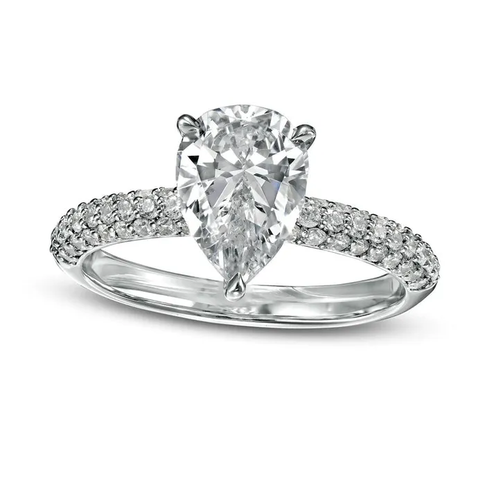 25 CT TW Certified LabCreated PearShaped Diamond Engagement Ring in Solid 14K White Gold FVS2 Goldia Rings 25 CT TW Certified LabCreated PearShaped Diamond Engagement Ring in Solid 14K White Gold FVS2 Goldia Rings