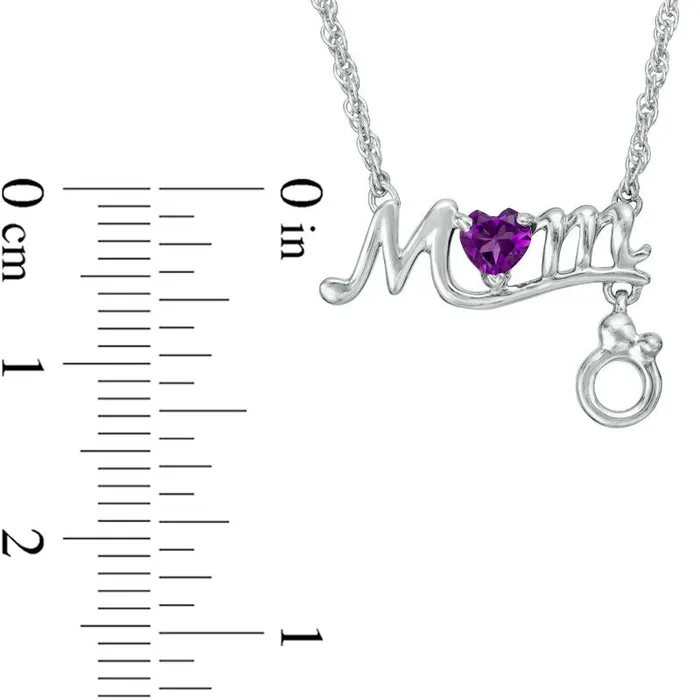 38mm HeartShaped Amethyst MOM Necklace in Sterling Silver Goldia Necklaces 38mm HeartShaped Amethyst MOM Necklace in Sterling Silver Goldia Necklaces