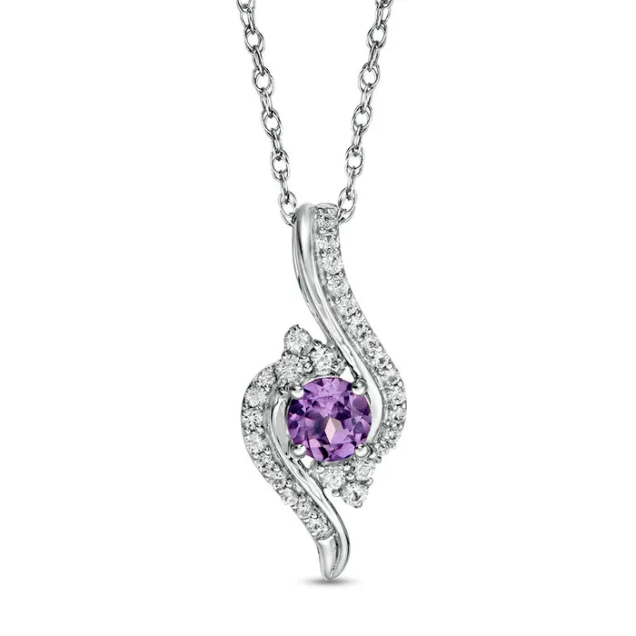 50mm LabCreated Alexandrite and White Sapphire TriSides Bypass Pendant in Sterling Silver Goldia Necklaces 50mm LabCreated Alexandrite and White Sapphire TriSides Bypass Pendant in Sterling Silver Goldia Necklaces
