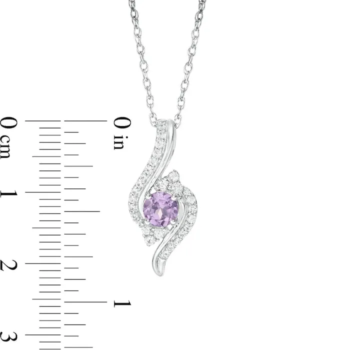 50mm LabCreated Alexandrite and White Sapphire TriSides Bypass Pendant in Sterling Silver Goldia Necklaces 50mm LabCreated Alexandrite and White Sapphire TriSides Bypass Pendant in Sterling Silver Goldia Necklaces