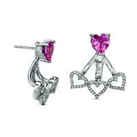 50mm LabCreated Pink Sapphire and 02 CT TW Diamond Stud Earrings and Fan Drop Jackets in Sterling Silver Goldia Earrings 50mm LabCreated Pink Sapphire and 02 CT TW Diamond Stud Earrings and Fan Drop Jackets in Sterling Silver Goldia Earrings