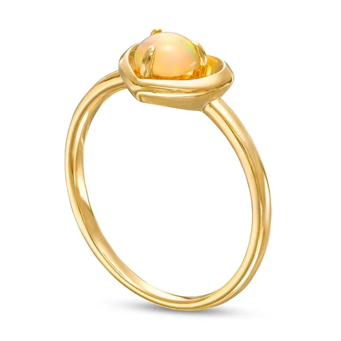 50mm Opal Solitaire Heart Frame Ring in Solid 10K Yellow Gold Goldia Rings 50mm Opal Solitaire Heart Frame Ring in Solid 10K Yellow Gold Goldia Rings