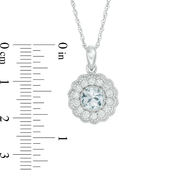 60mm Aquamarine and LabCreated White Sapphire Flower Pendant in Sterling Silver Goldia Necklaces 60mm Aquamarine and LabCreated White Sapphire Flower Pendant in Sterling Silver Goldia Necklaces