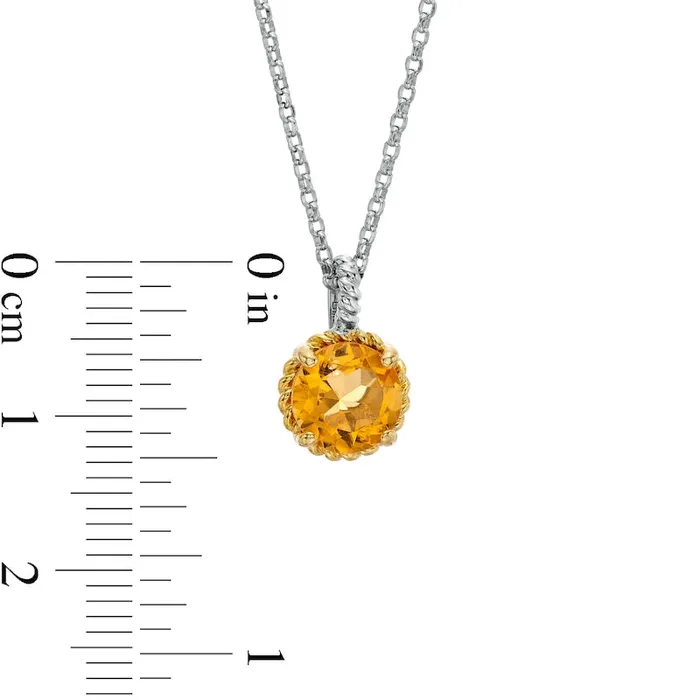 70mm Citrine Solitaire RopeTextured Frame and Drop Pendant in Sterling Silver and 10K Yellow Gold Goldia Earrings 70mm Citrine Solitaire RopeTextured Frame and Drop Pendant in Sterling Silver and 10K Yellow Gold Goldia Earrings