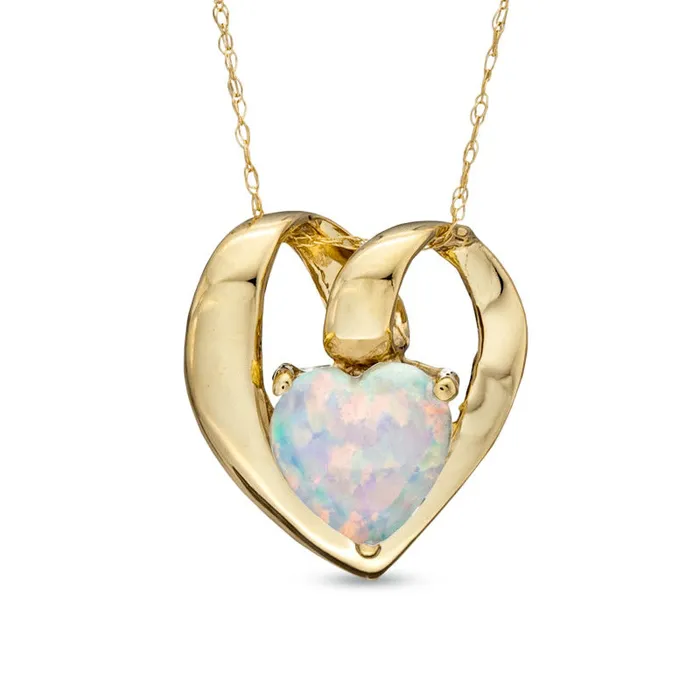 70mm HeartShaped Simulated Opal Pendant in 10K Yellow Gold Goldia Necklaces 70mm HeartShaped Simulated Opal Pendant in 10K Yellow Gold Goldia Necklaces