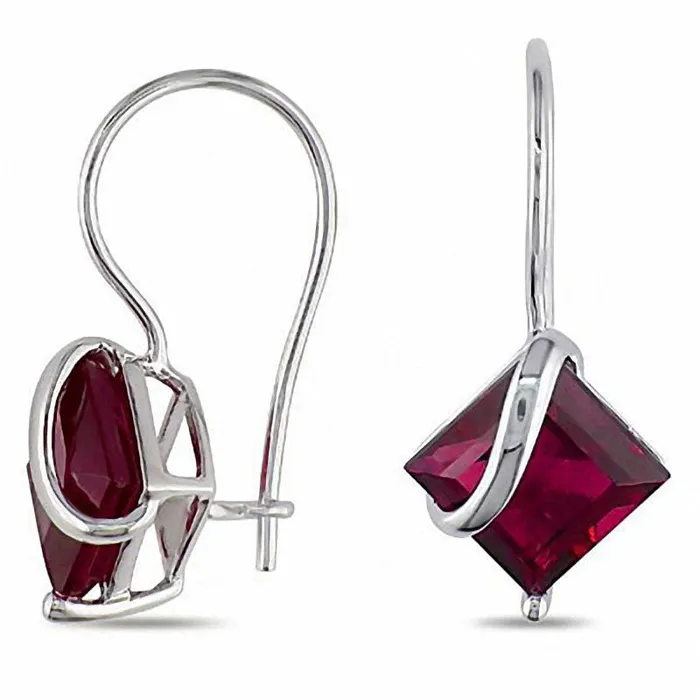 70mm PrincessCut LabCreated Ruby Swirl Drop Earrings in 10K White Gold Goldia Earrings 70mm PrincessCut LabCreated Ruby Swirl Drop Earrings in 10K White Gold Goldia Earrings