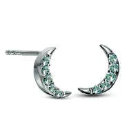 Aquamarine Crescent Moon Stud Earrings in Sterling Silver Goldia Earrings