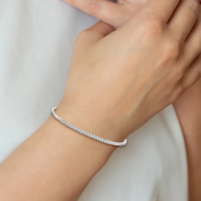 Bracelets Goldia 14k White Gold 34 Ct Lab Grown Diamond VSSI G Bangle Bracelet