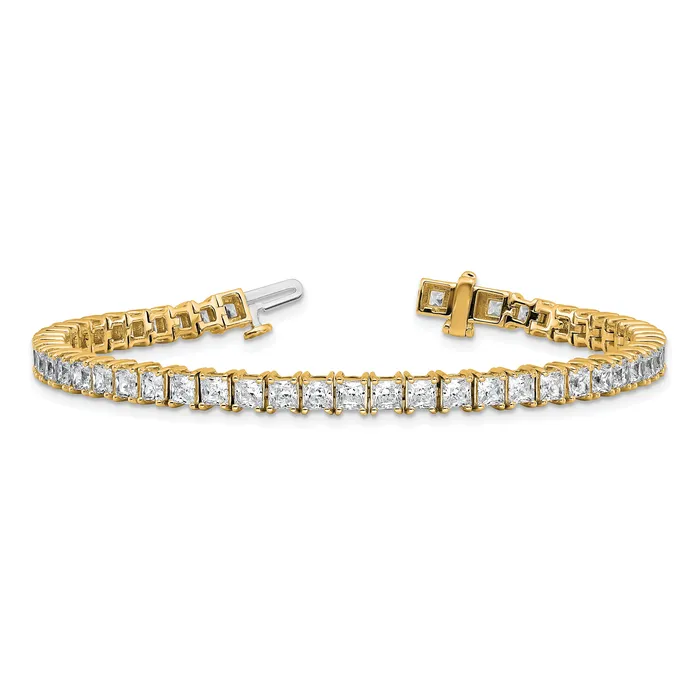 Bracelets Goldia 14k Yellow Gold 10 Ct Lab Grown Diamond VSSI G Princess Tennis Bracelet