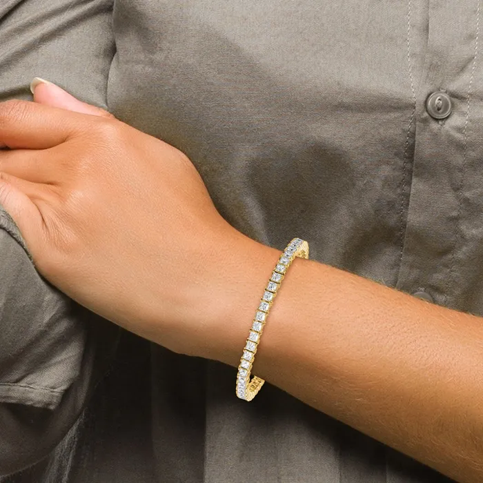 Bracelets Goldia 14k Yellow Gold 10 Ct Lab Grown Diamond VSSI G Princess Tennis Bracelet