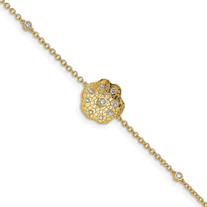 Bracelets goldiaca 14k Yellow Gold Polished and Textured Natural Diamond Circle 7in Bracelet Bracelets goldiaca 14k Yellow Gold Polished and Textured Natural Diamond Circle 7in Bracelet
