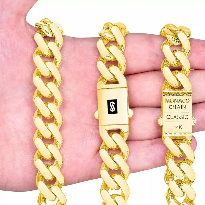 Bracelets Goldiacom 10k Yellow Gold Royal Monaco Miami Cuban Link 15mm Chain Bracelet w Box Clasp 9