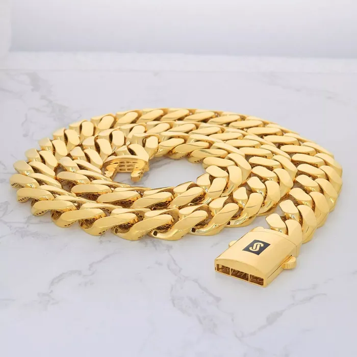 Bracelets Goldiacom 10k Yellow Gold Royal Monaco Miami Cuban Link 15mm Chain Bracelet w Box Clasp 9