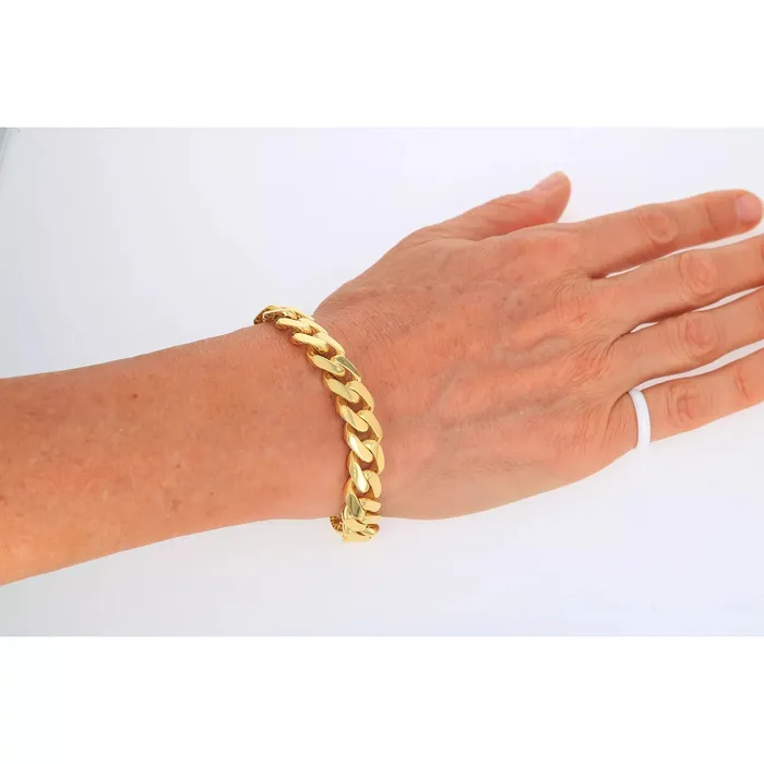 Bracelets Goldiacom 10k Yellow Gold Royal Monaco Miami Cuban Link 15mm Chain Bracelet w Box Clasp 9