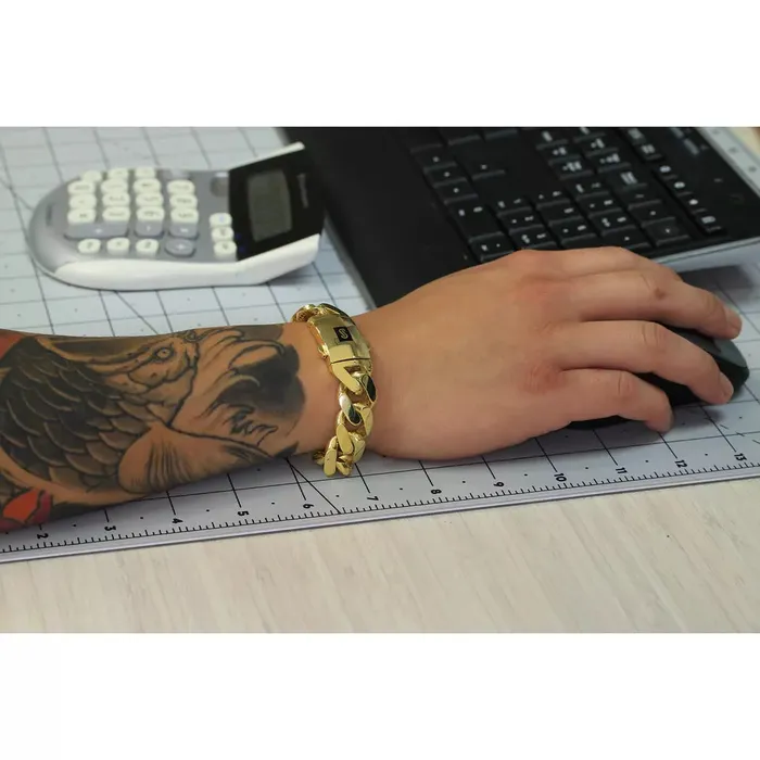 Bracelets Goldiacom 10k Yellow Gold Royal Monaco Miami Cuban Link 15mm Chain Bracelet w Box Clasp 9