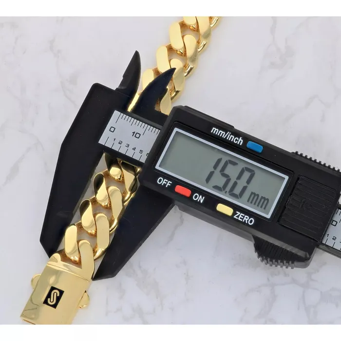 Bracelets Goldiacom 10k Yellow Gold Royal Monaco Miami Cuban Link 15mm Chain Bracelet w Box Clasp 9