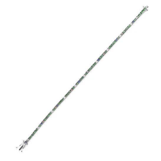 Bracelets JMS always Original 18K White Gold 38 Cttw Diamond with Blue Sapphire and Green Tsavorite Gemstone MultiColored Tennis Bracelet Brown and GH SI1SI2 Bracelets JMS always Original 18K White Gold 38 Cttw Diamond with Blue Sapphire and Green Tsavorite Gemstone MultiColored Tennis Bracelet Brown and GH SI1SI2