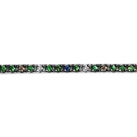 Bracelets JMS always Original 18K White Gold 38 Cttw Diamond with Blue Sapphire and Green Tsavorite Gemstone MultiColored Tennis Bracelet Brown and GH SI1SI2 Bracelets JMS always Original 18K White Gold 38 Cttw Diamond with Blue Sapphire and Green Tsavorite Gemstone MultiColored Tennis Bracelet Brown and GH SI1SI2