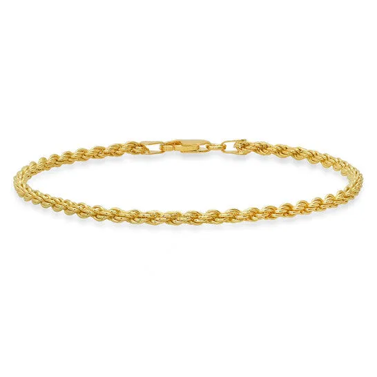 Bracelets JMS always Original Kylie Harper Mens Italian 14k Yellow Gold Over Silver 85 Rope Chain Bracelet Bracelets JMS always Original Kylie Harper Mens Italian 14k Yellow Gold Over Silver 85 Rope Chain Bracelet