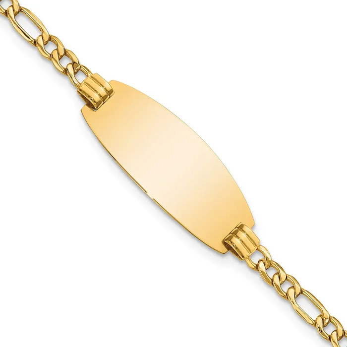Bracelets MDS 14k SemiSolid Oval ID Figaro Bracelet