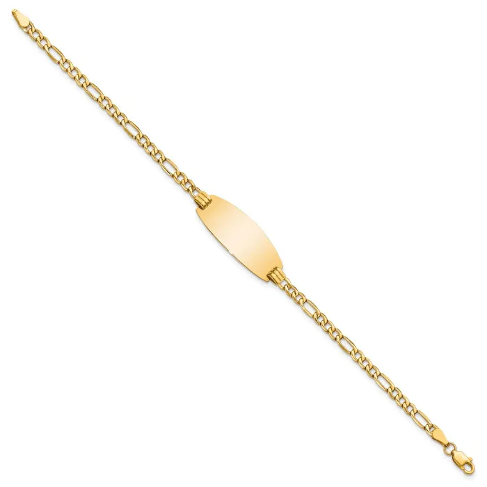 Bracelets MDS 14k SemiSolid Oval ID Figaro Bracelet Bracelets MDS 14k SemiSolid Oval ID Figaro Bracelet