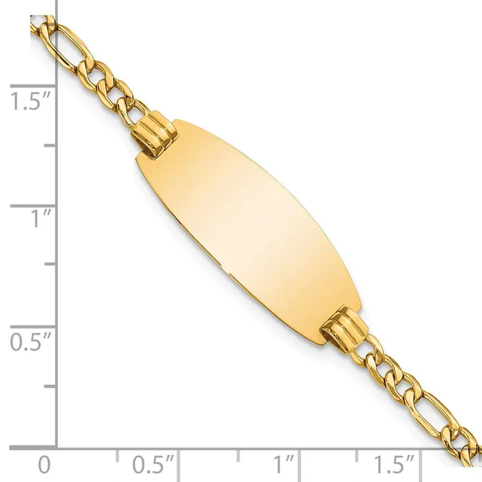 Bracelets MDS 14k SemiSolid Oval ID Figaro Bracelet Bracelets MDS 14k SemiSolid Oval ID Figaro Bracelet