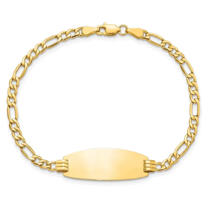 Bracelets MDS 14k SemiSolid Oval ID Figaro Bracelet Bracelets MDS 14k SemiSolid Oval ID Figaro Bracelet