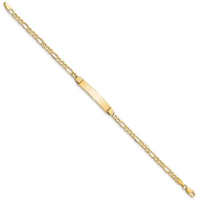 Bracelets MDS 14k Semisolid Polished Figaro Link ID Bracelet Bracelets MDS 14k Semisolid Polished Figaro Link ID Bracelet