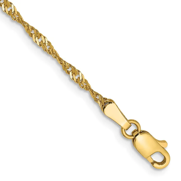 Bracelets MDS 14K Yellow Gold 7 inch 170mm Singapore with Lobster Clasp Chain Bracelet Bracelets MDS 14K Yellow Gold 7 inch 170mm Singapore with Lobster Clasp Chain Bracelet