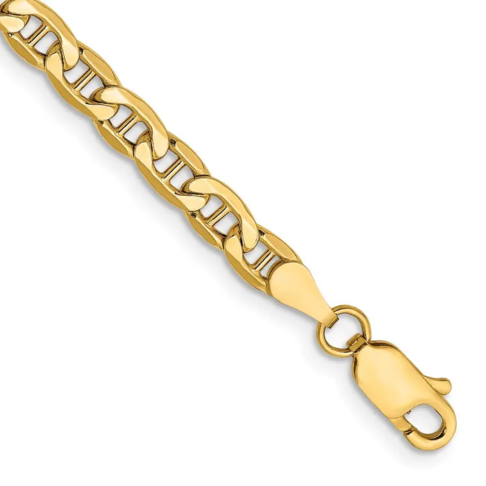 Bracelets MDS 14K Yellow Gold 8 inch 4mm SemiSolid Anchor with Lobster Clasp Bracelet