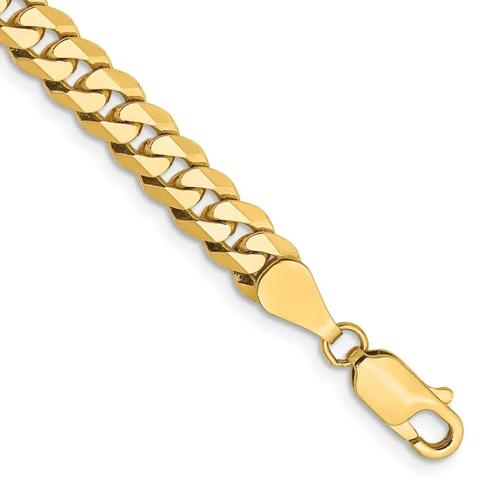 Bracelets MDS Solid 14K Yellow Gold 9 inch 575mm Flat Beveled Curb with Lobster Clasp Chain Bracelet Bracelets MDS Solid 14K Yellow Gold 9 inch 575mm Flat Beveled Curb with Lobster Clasp Chain Bracelet