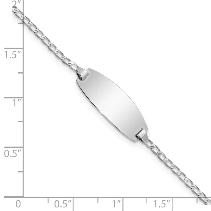 Bracelets Solid 14K White Gold Oval Curb ID Bracelet MDS