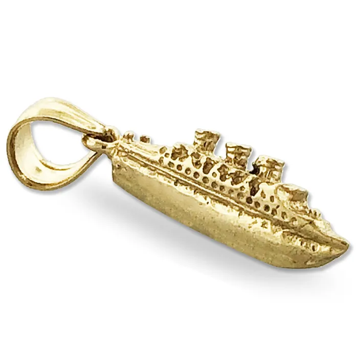 Charm Necklaces 14K Gold 3D Sea Cruise Ship Charm Goldia