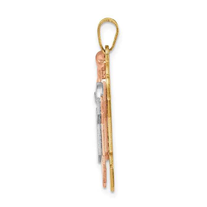 Charm Necklaces 14k TriColor Gold Big Girl and Little Boy Engravable Charm Goldia