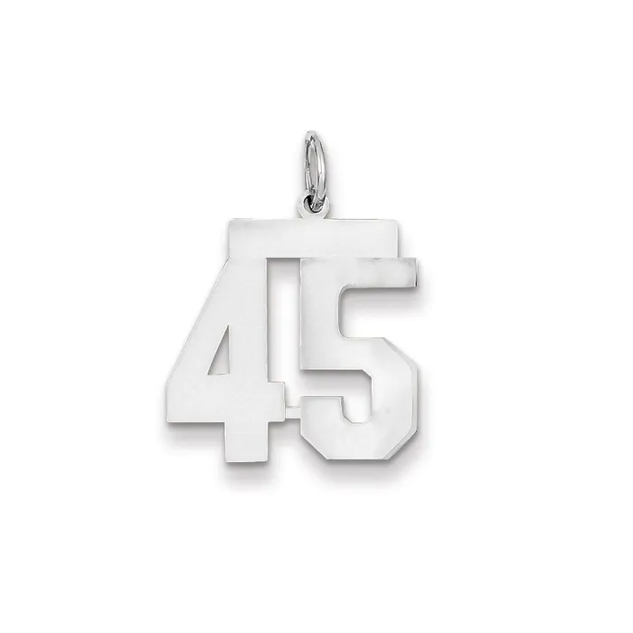 Charm Necklaces 14k White Gold WG Medium Polished Number 45 Charm Goldia
