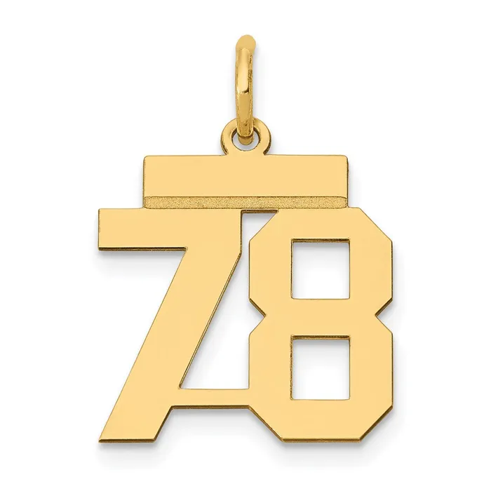 Charm Necklaces 14k Yellow Gold Small Polished Number 78 Charm Goldia