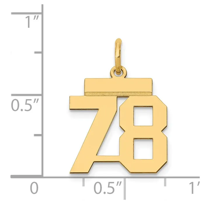 Charm Necklaces 14k Yellow Gold Small Polished Number 78 Charm Goldia