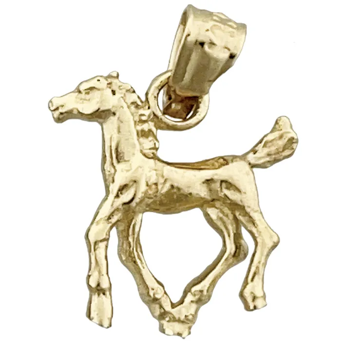 Charm Necklaces Goldia 14K Gold 3D Horse Calf Charm