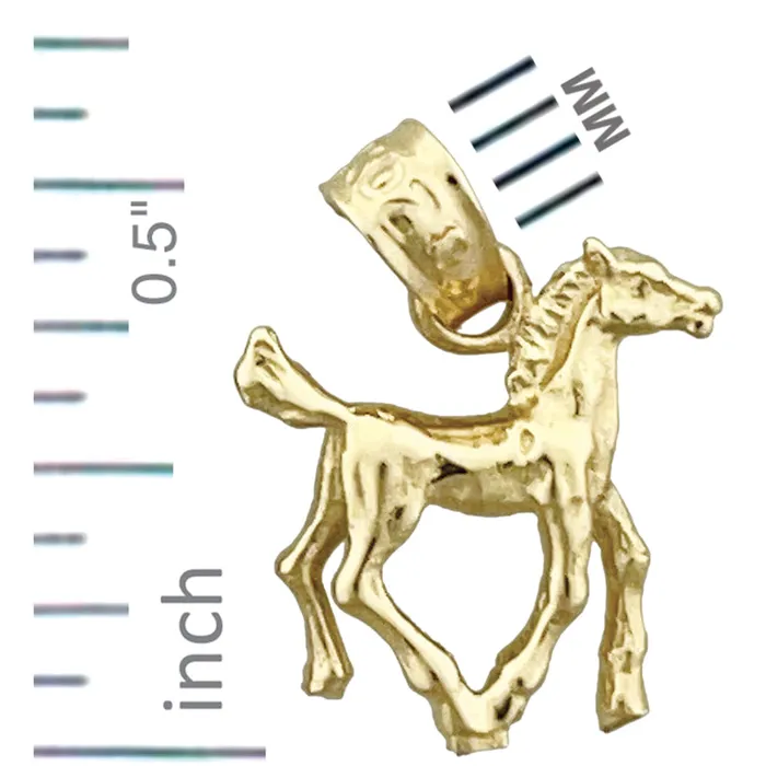 Charm Necklaces Goldia 14K Gold 3D Horse Calf Charm